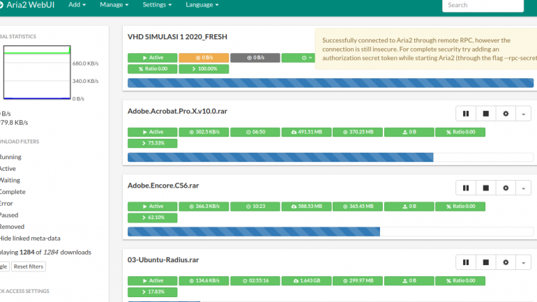 Mengenal Aria2 server si tukang download , Cara Install dan konfgurasi WebGUI nya